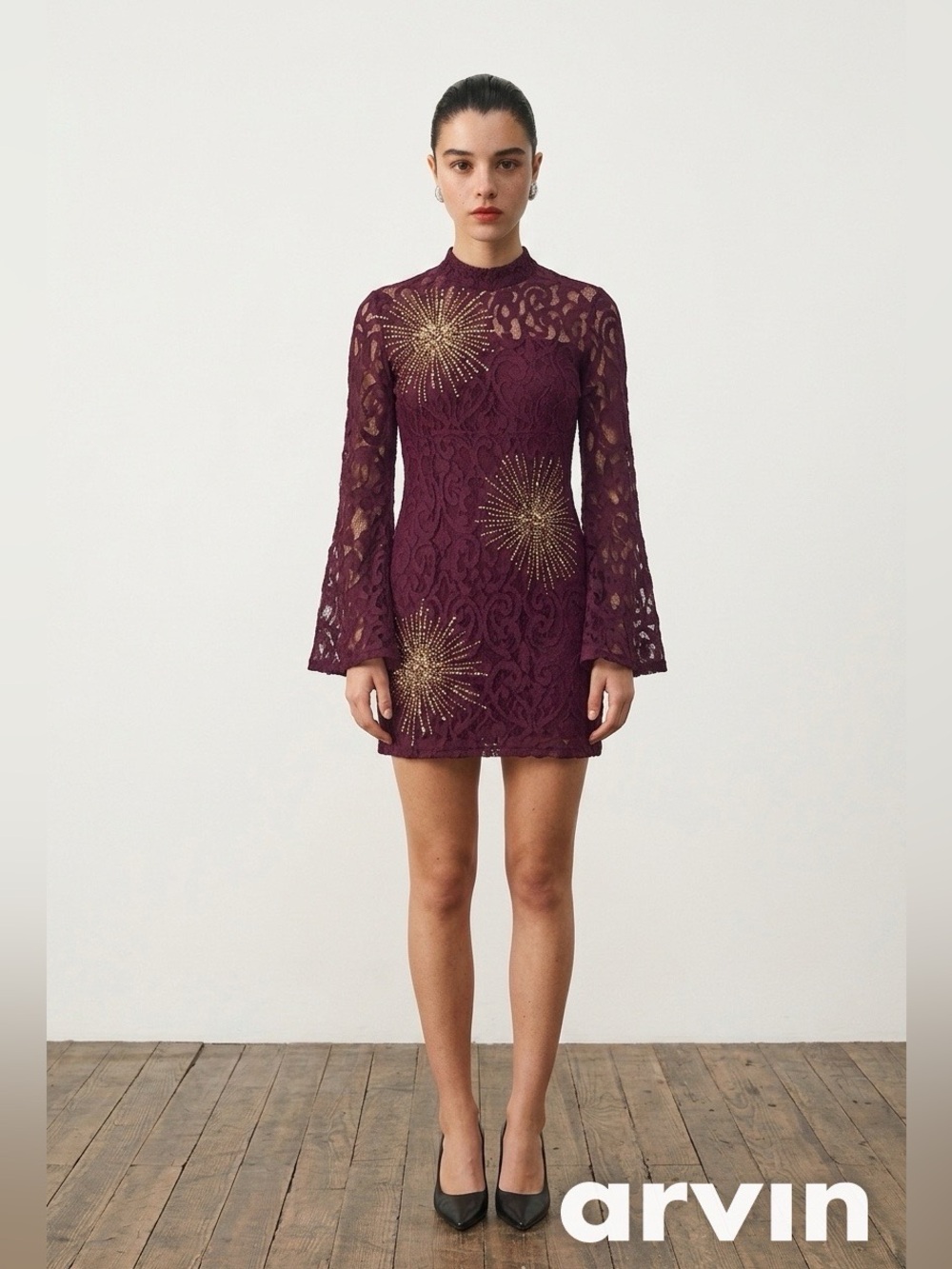 Beaded and Laced Mini Dress